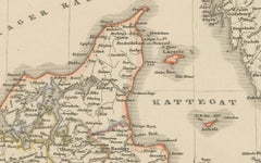 Antique Map of Denmark 1858 – Includes Iceland & Copenhagen Plan