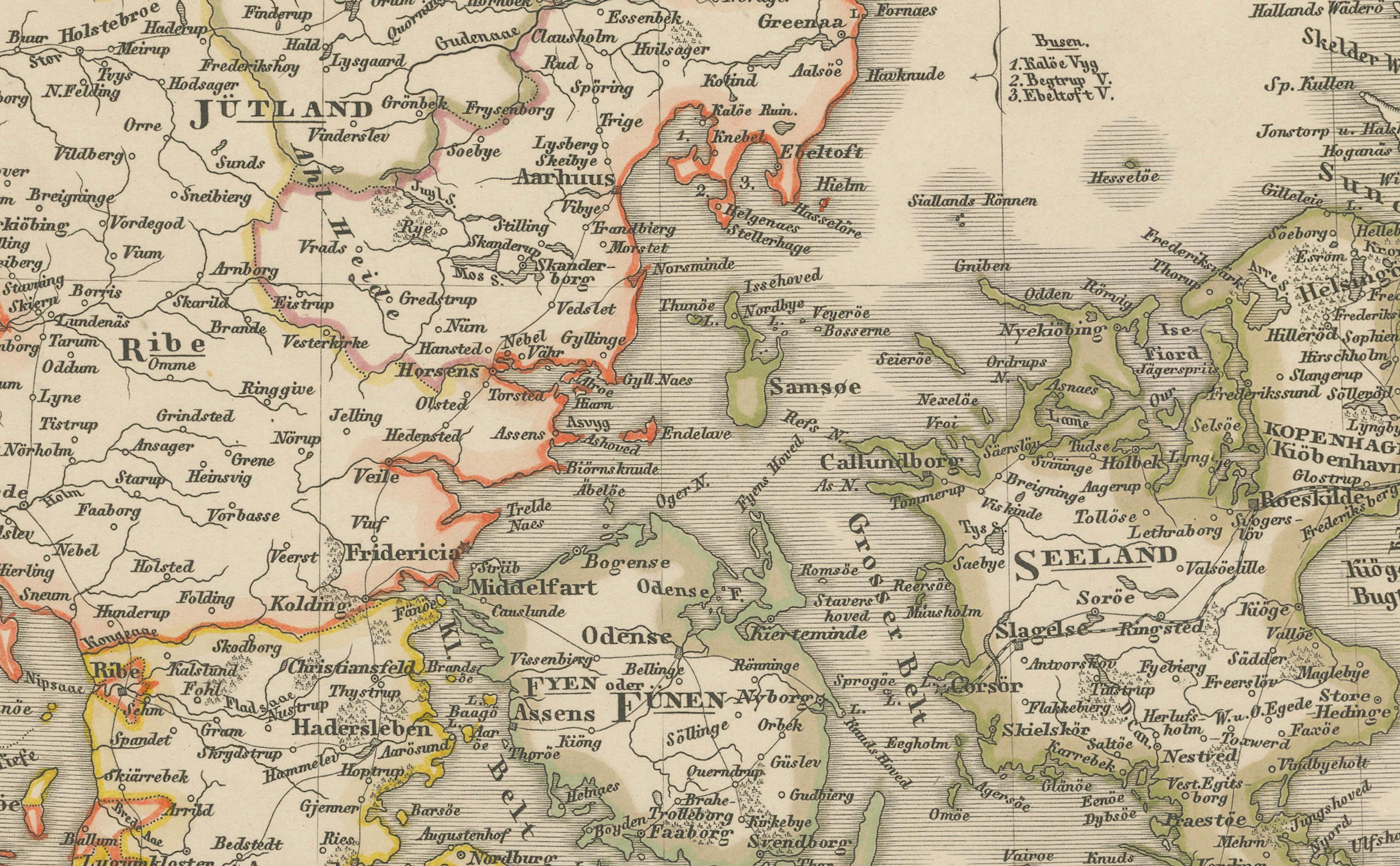 Paper Antique Map of Denmark 1858 – Includes Iceland & Copenhagen Plan For Sale