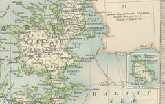 Antique Map of Denmark and German Empire Regions, 1903, Intricate and Colorful
