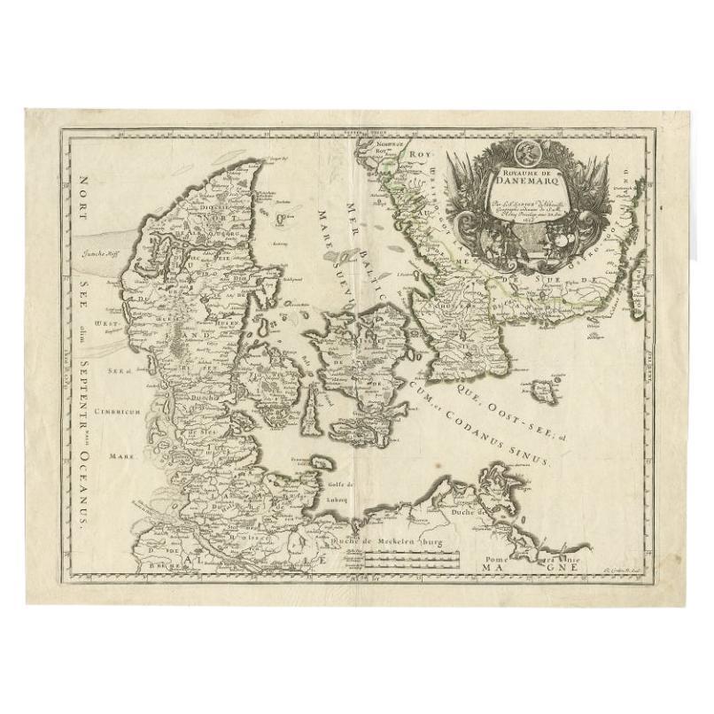 Antique Map of Denmark and Southern Sweden, c.1658 For Sale