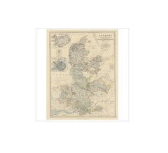 Denmark & Schleswig-Holstein Map with Copenhagen & Iceland Insets – 1865 Atlas