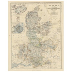 Mappa antica della Danimarca di A.K. Johnston, 1865