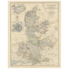 Antique Map of Denmark by A.K. Johnston, 1865