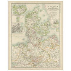 Carte ancienne du Danemark par Johnston '1909'