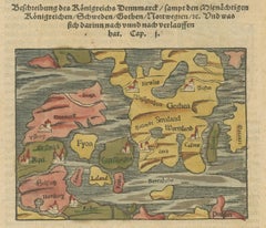 Antique Map of Denmark by Münster '1588'