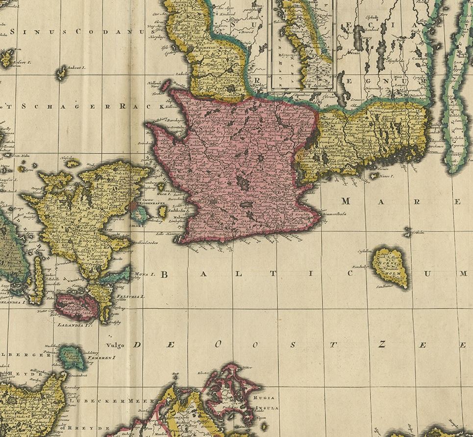 17ème siècle Carte ancienne du Danemark par Valk 'circa 1690'. en vente