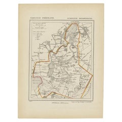 Antique Map of Doniawerstal in Friesland, Holland, 1868