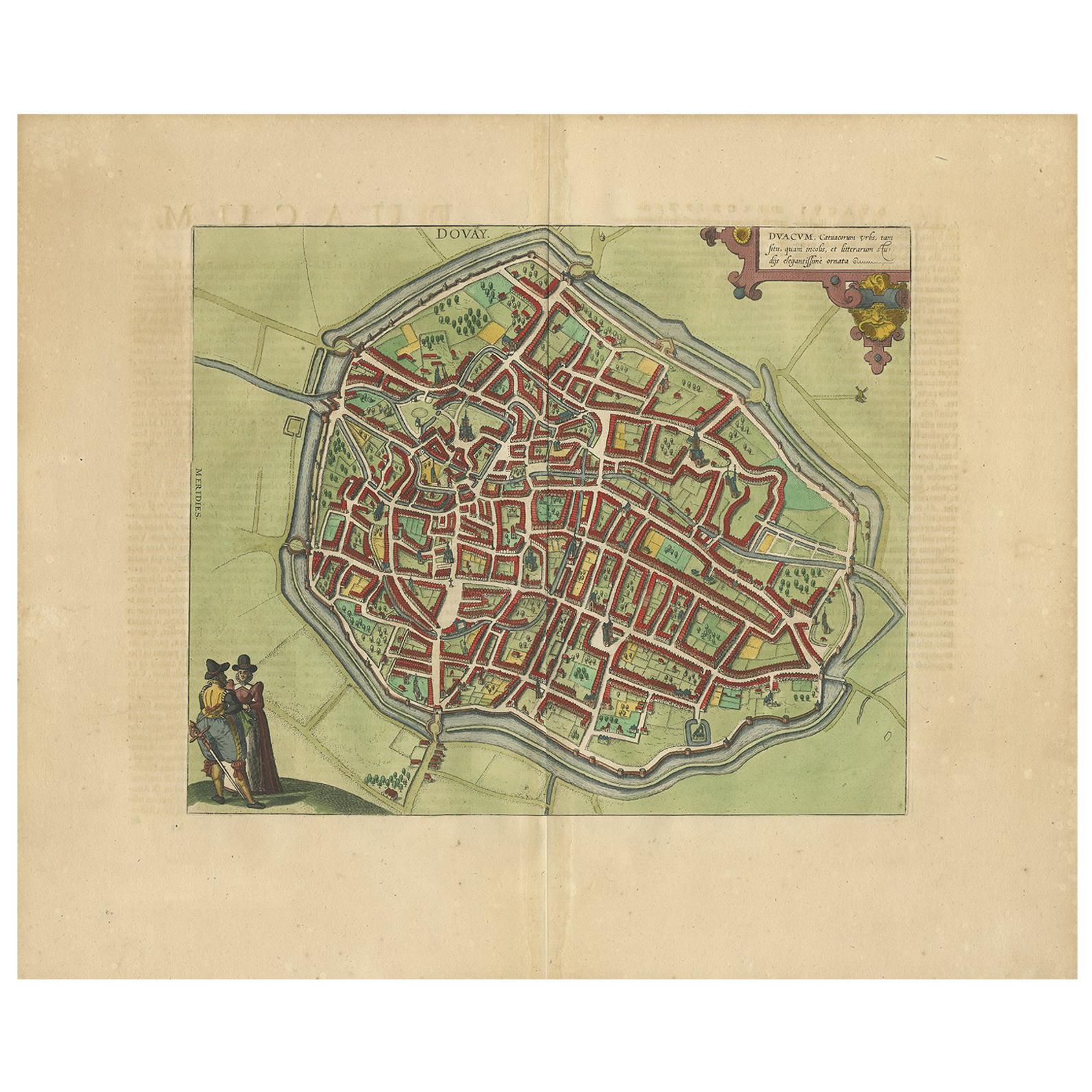 Antique Map of Douai 'France' by Braun & Hogenberg, circa 1575 For Sale