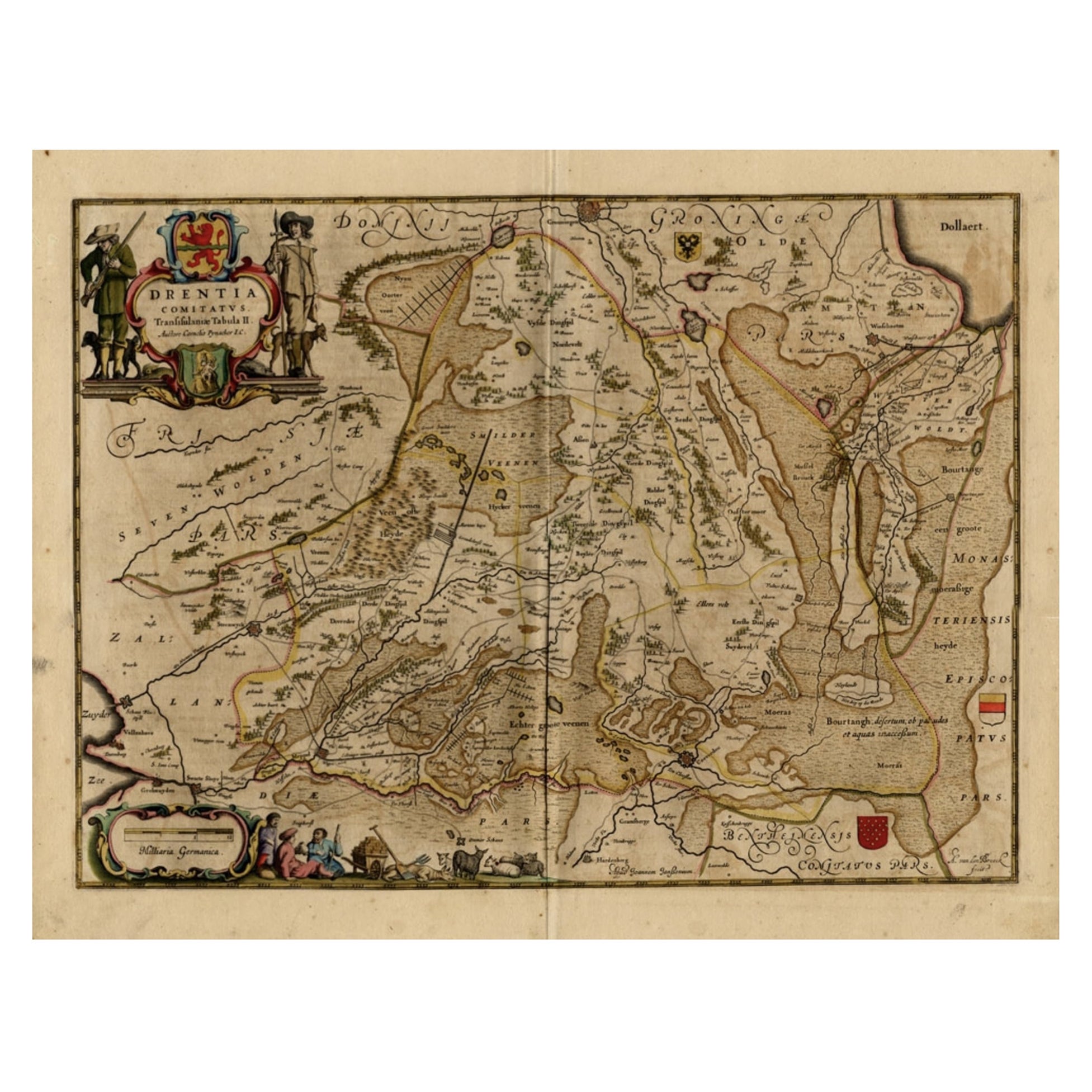 Carte ancienne de Drenthe, une province aux Pays-Bas, 1658