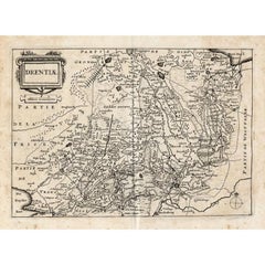 Antike Karte von Drenthe, einer Provinz der Niederlande, 1635