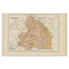 Antique Map of Drenthe, Province in the Netherlands, 1883