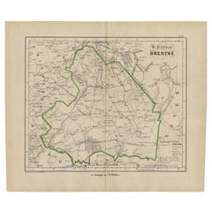 Antique Map of Drenthe, The Netherlands, 1864