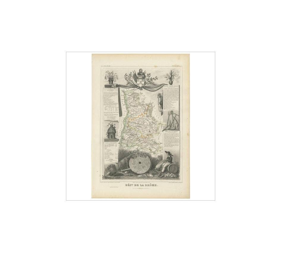 Antique Map of Drôme ‘France’ by V. Levasseur, 1854