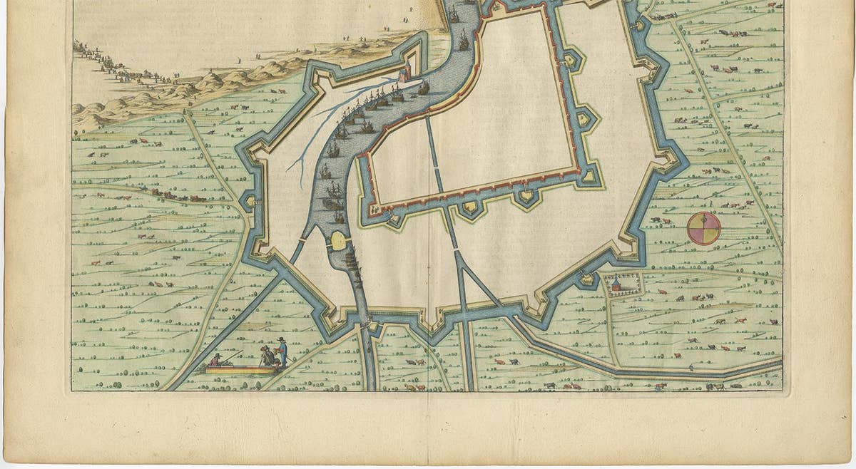Antique Map of Dunkirk 'France' by J. Blaeu, 1649