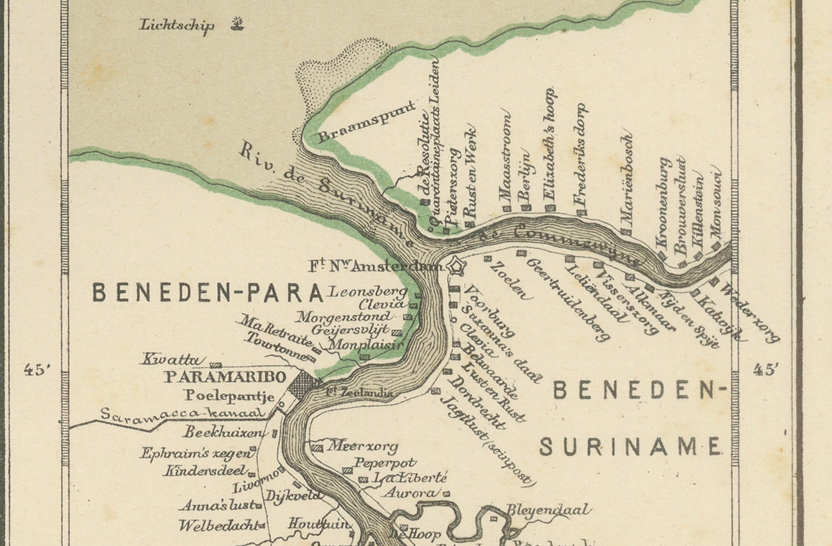 Antique Map of Dutch Colonies in the Caribbean & Suriname by Dornseiffen, 1884 For Sale 5