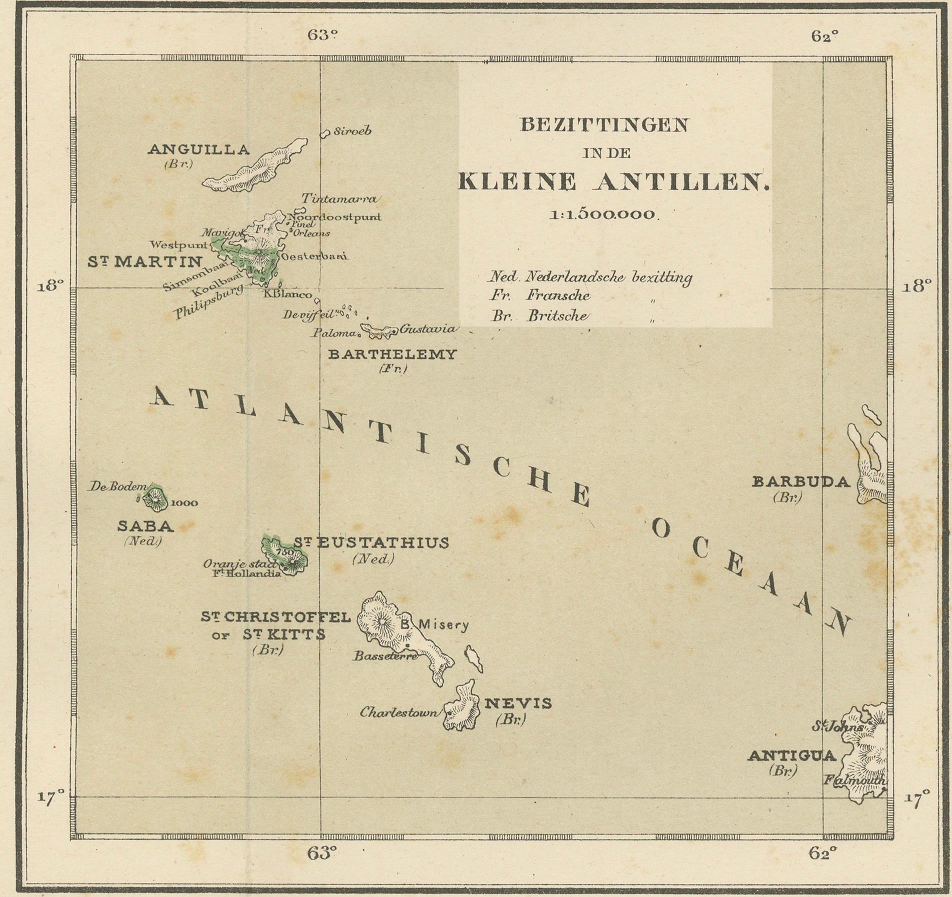 Antique Map of Dutch Colonies in the Caribbean & Suriname by Dornseiffen, 1884 For Sale 6