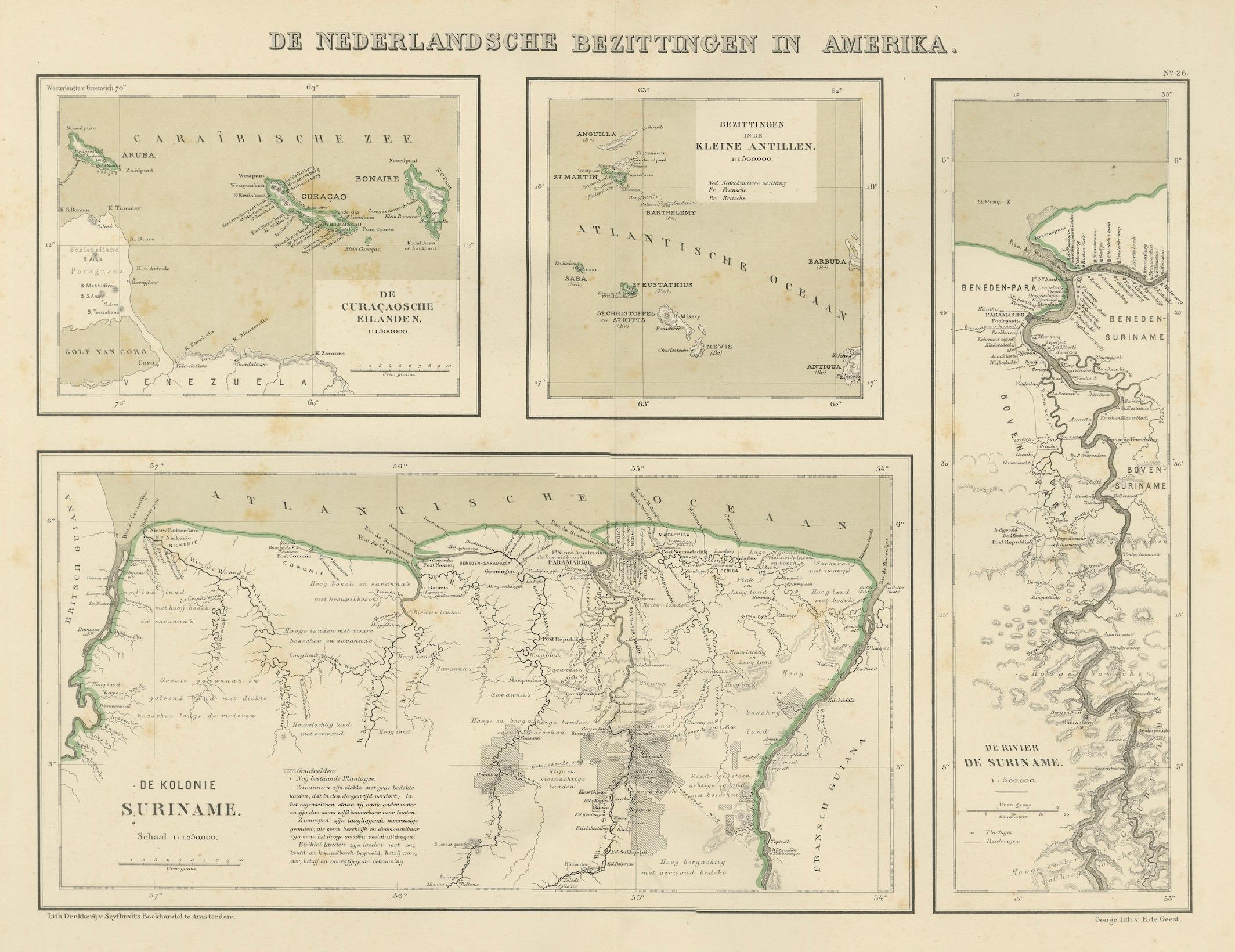 Antique Map of Dutch Colonies in the Caribbean & Suriname by Dornseiffen, 1884 For Sale 9