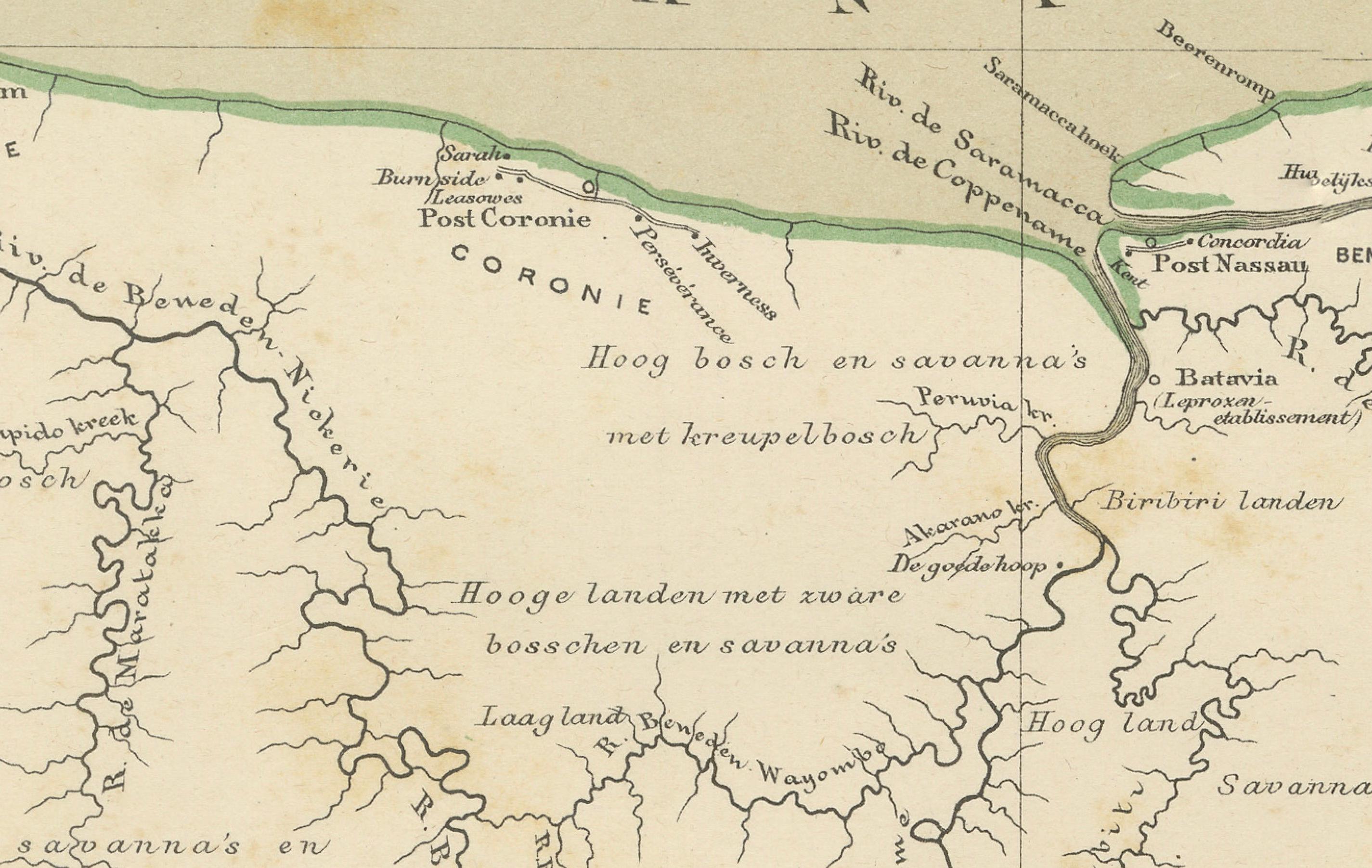 Antique Map of Dutch Colonies in the Caribbean & Suriname by Dornseiffen, 1884 In Good Condition For Sale In Langweer, NL