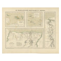 Antique Map of Dutch Colonies in the Caribbean
Suriname by Dornseiffen, 1884