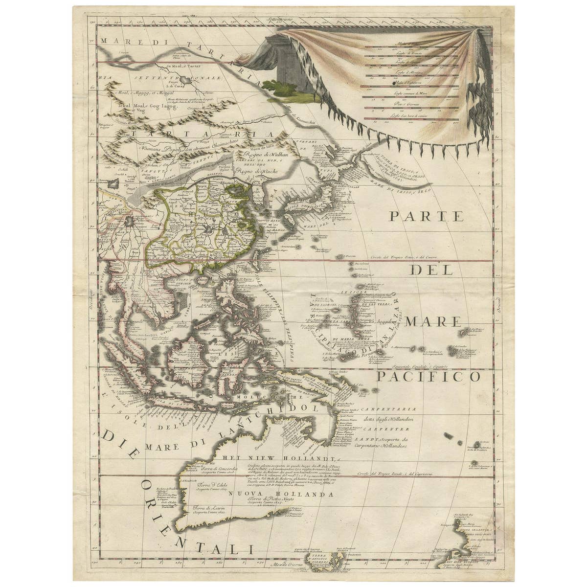 Antique Map of East Asia by Coronelli, circa 1690