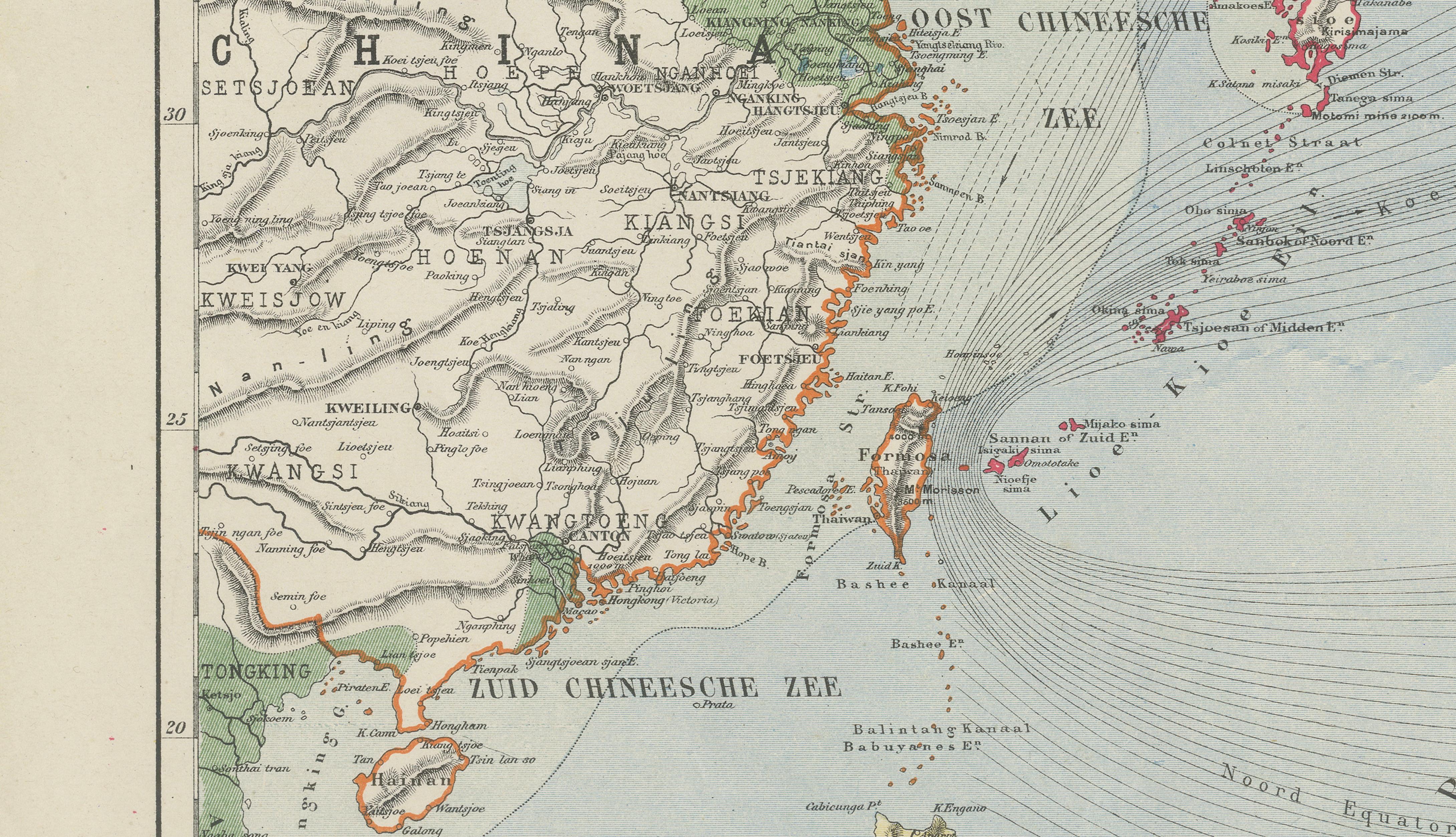 Antique Map of East Asia, Japan & Korea by J. Kuijper, circa 1860