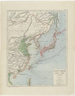 Antique Map of East Asia, Japan & Korea by J. Kuijper, circa 1860