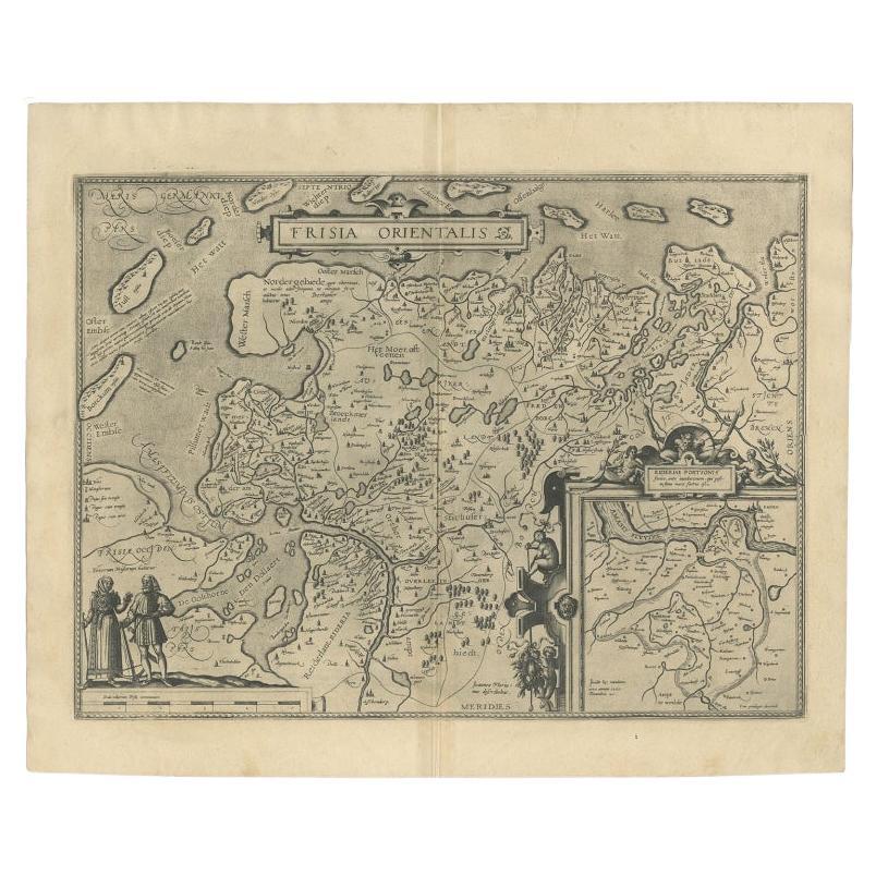 Antique Map of East Frisia by Ortelius, c.1595 For Sale