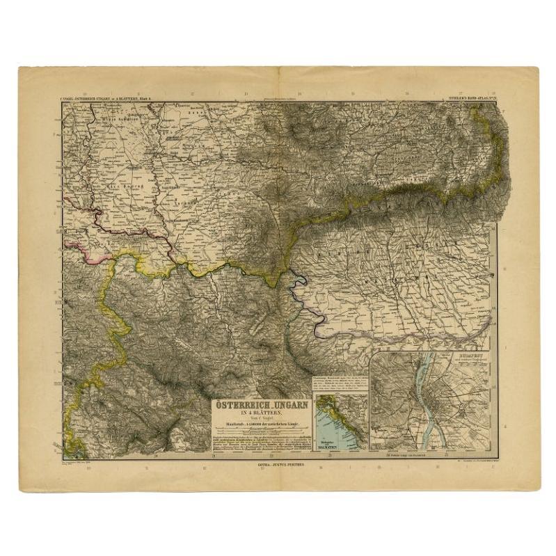 Antique Map of Eastern Europe by Stieler, 1890 For Sale