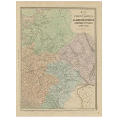 Mapa antiguo de Europa Oriental - Rusia, Imperio Otomano y Grecia, 1868