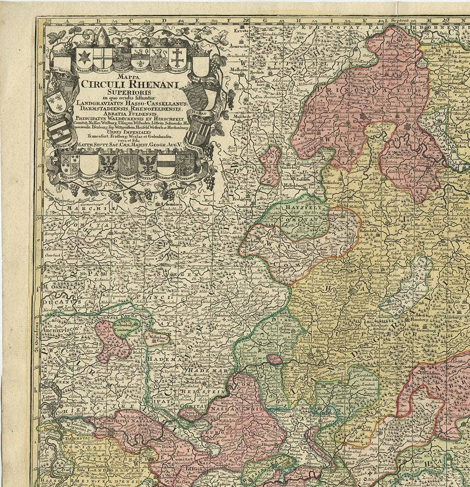 Hand-Colored Antique Map of part of Germany by M. Seutter, c. 1730