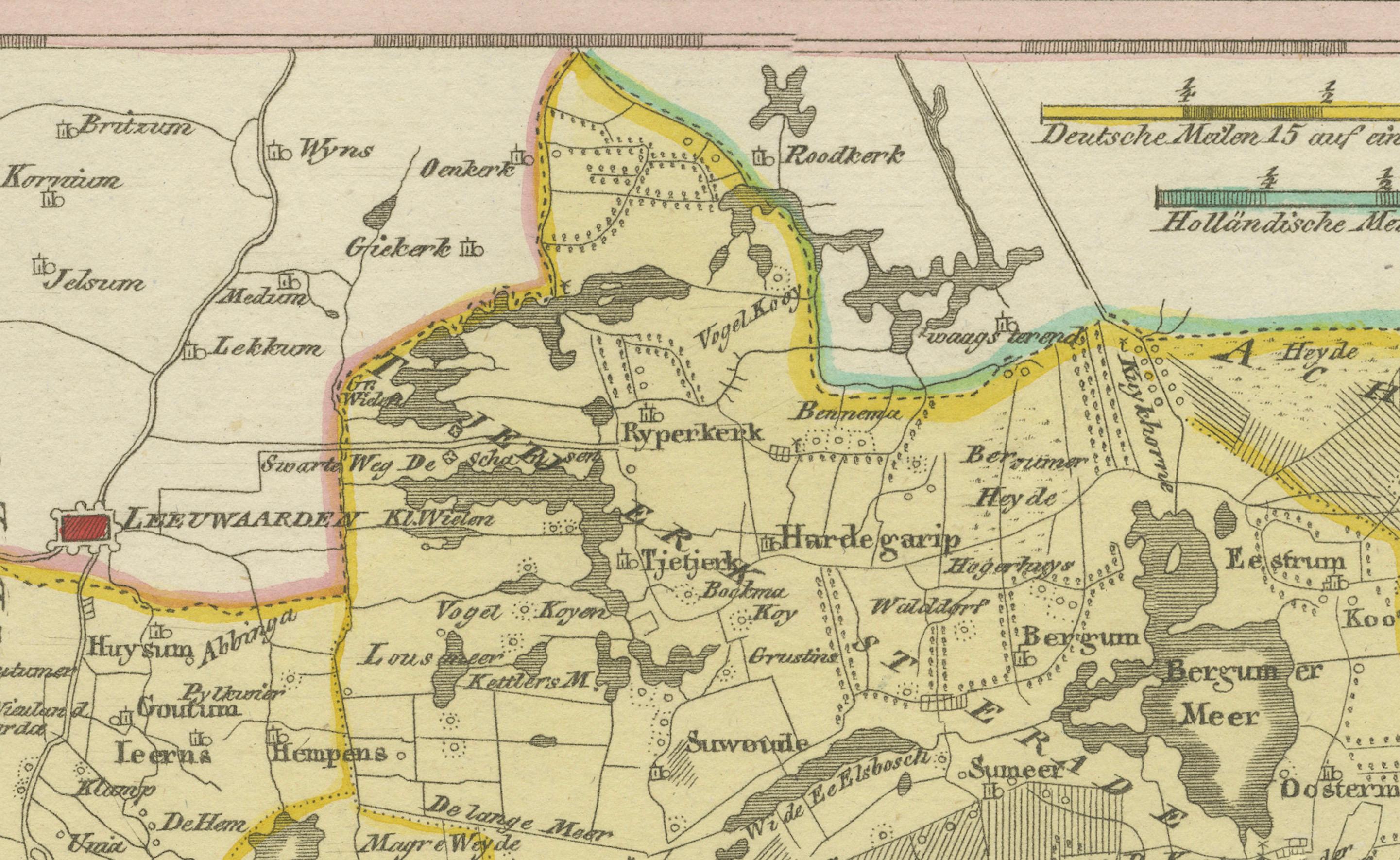 Autrichien Carte ancienne de l'Oostergo oriental, Frise par von Reilly, 1791 en vente