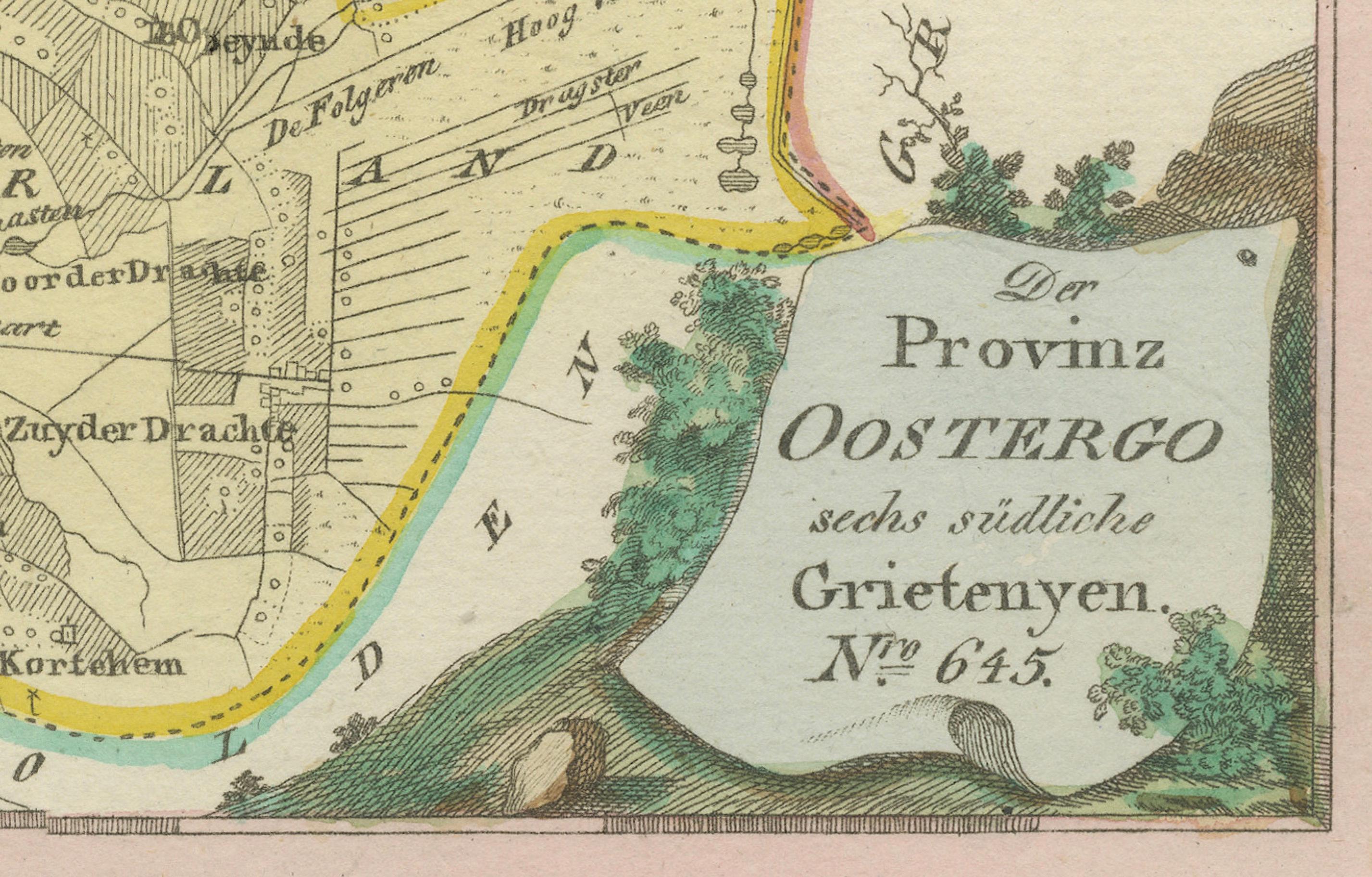 XVIIIe siècle et antérieur Carte ancienne de l'Oostergo oriental, Frise par von Reilly, 1791 en vente
