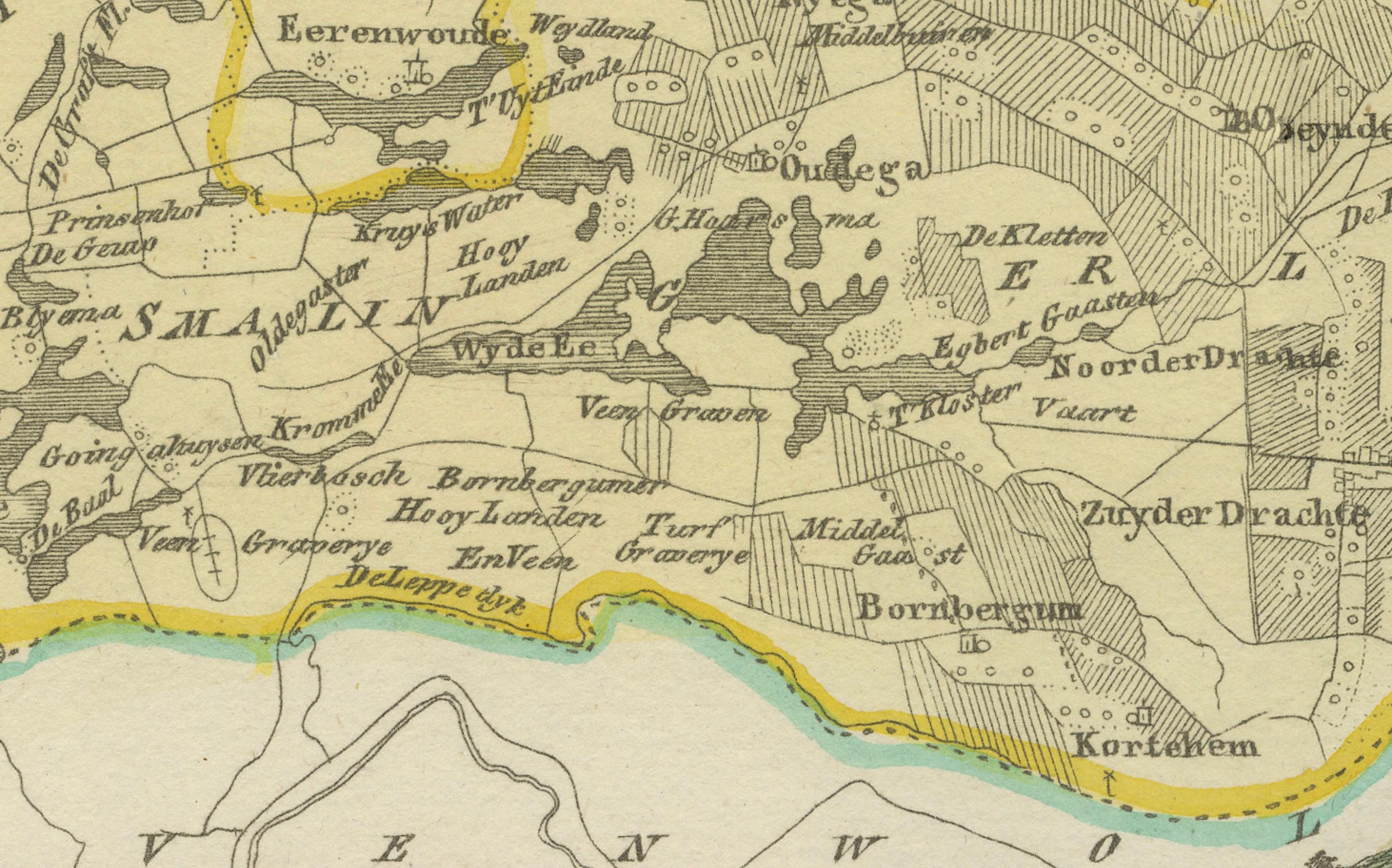 Papier Carte ancienne de l'Oostergo oriental, Frise par von Reilly, 1791 en vente