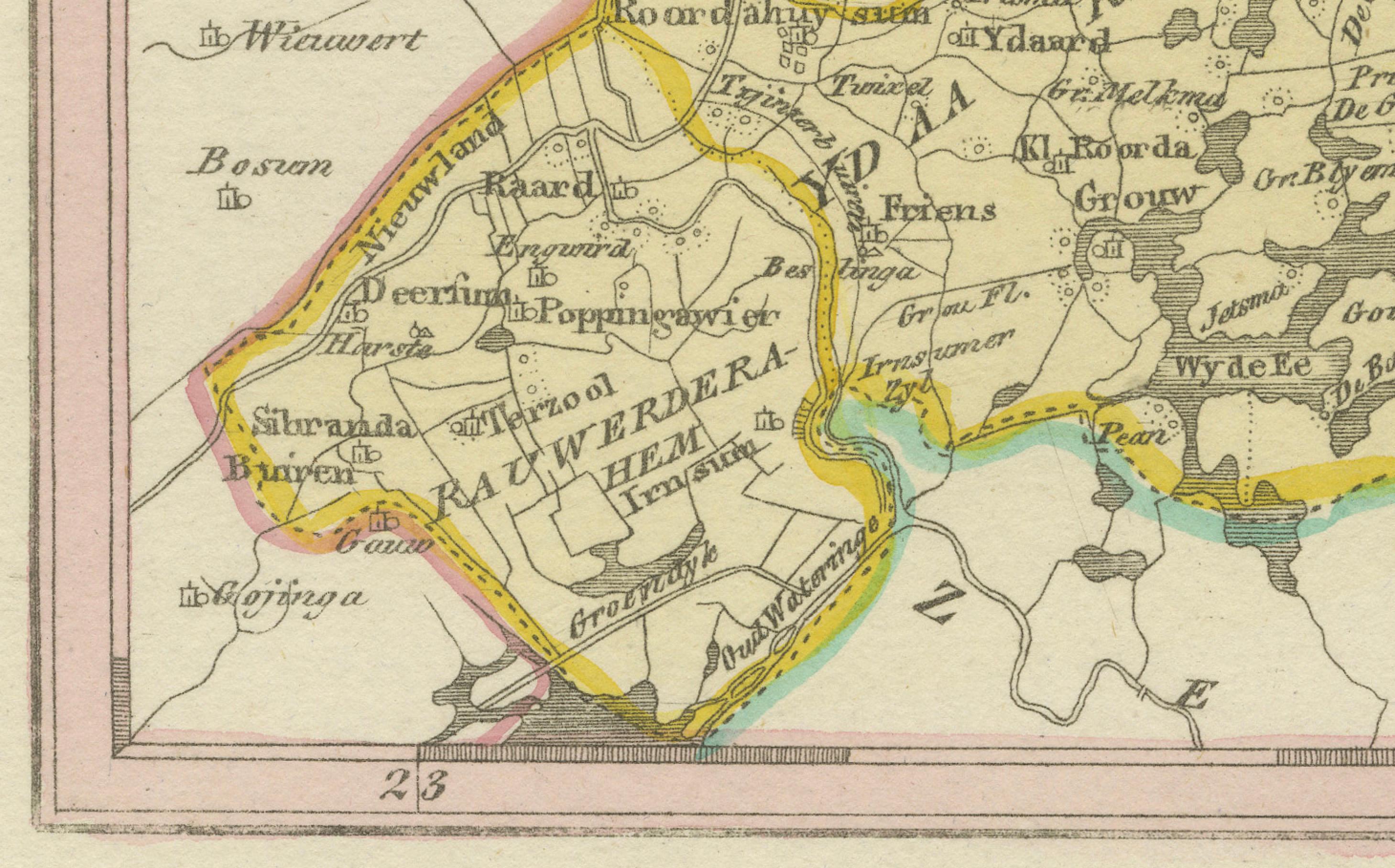 Carte ancienne de l'Oostergo oriental, Frise par von Reilly, 1791 en vente 1