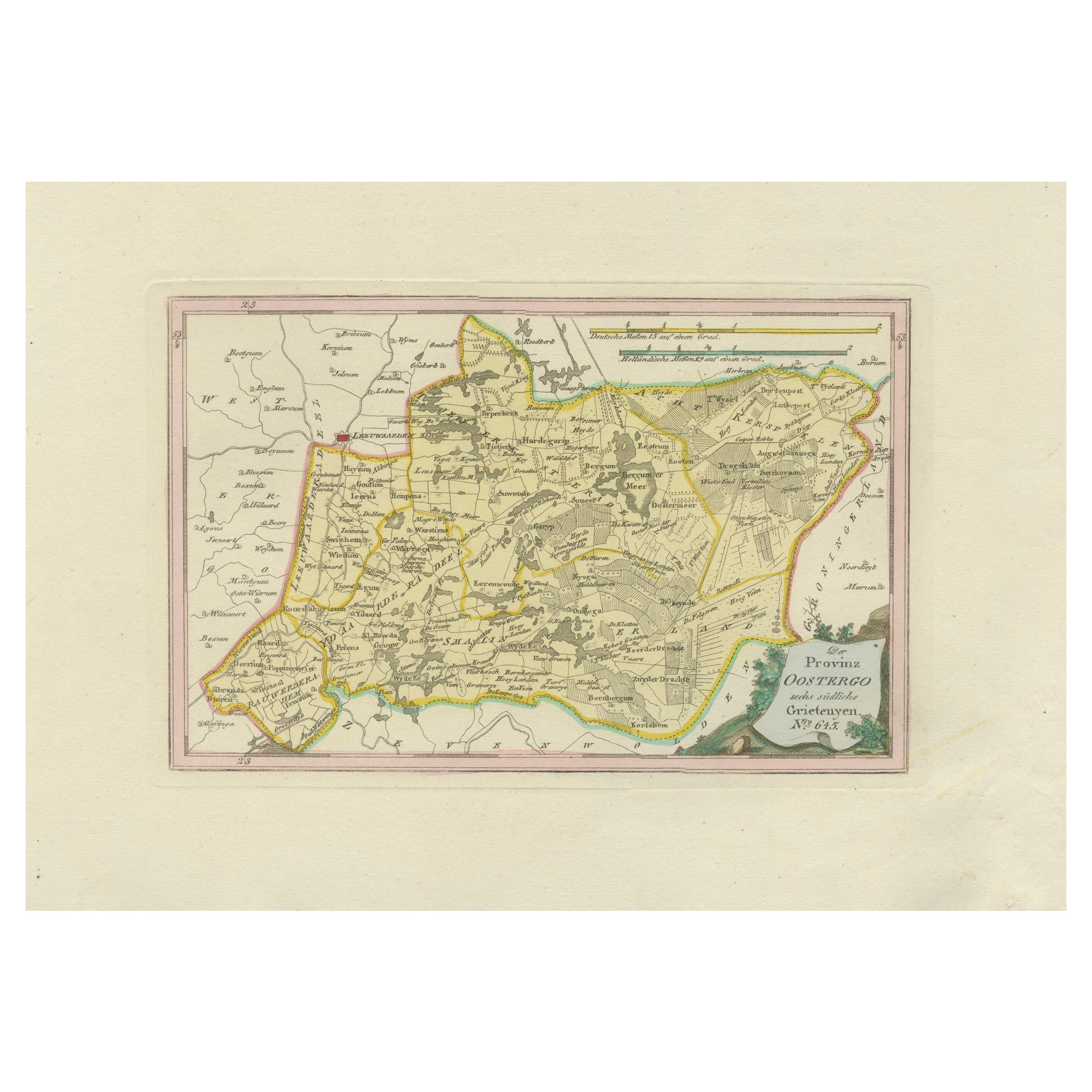 Carte ancienne de l'Oostergo oriental, Frise par von Reilly, 1791