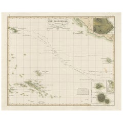 Carte ancienne de la Polynésie orientale, 1849