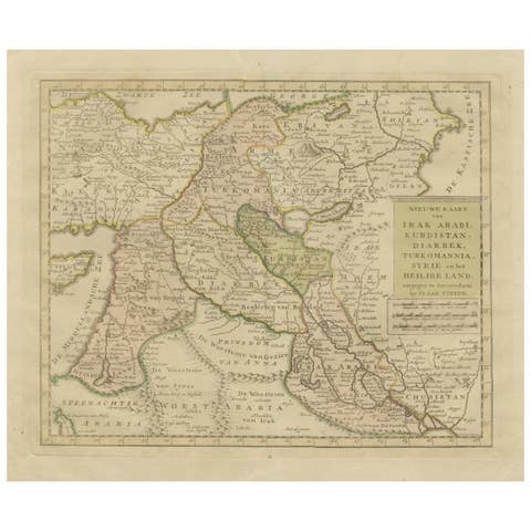 Antique Map of Eastern Turkey, Caucasus, Israel through Iraq and part of Arabia