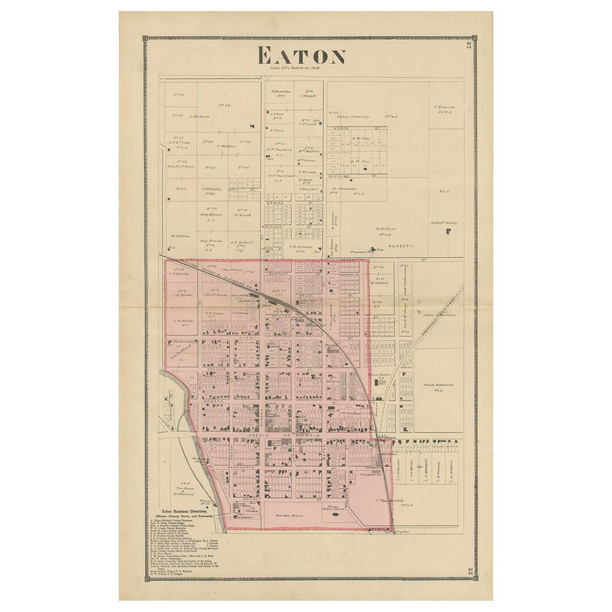 Antique Map of Eaton 'Ohio' by Titus, 1871