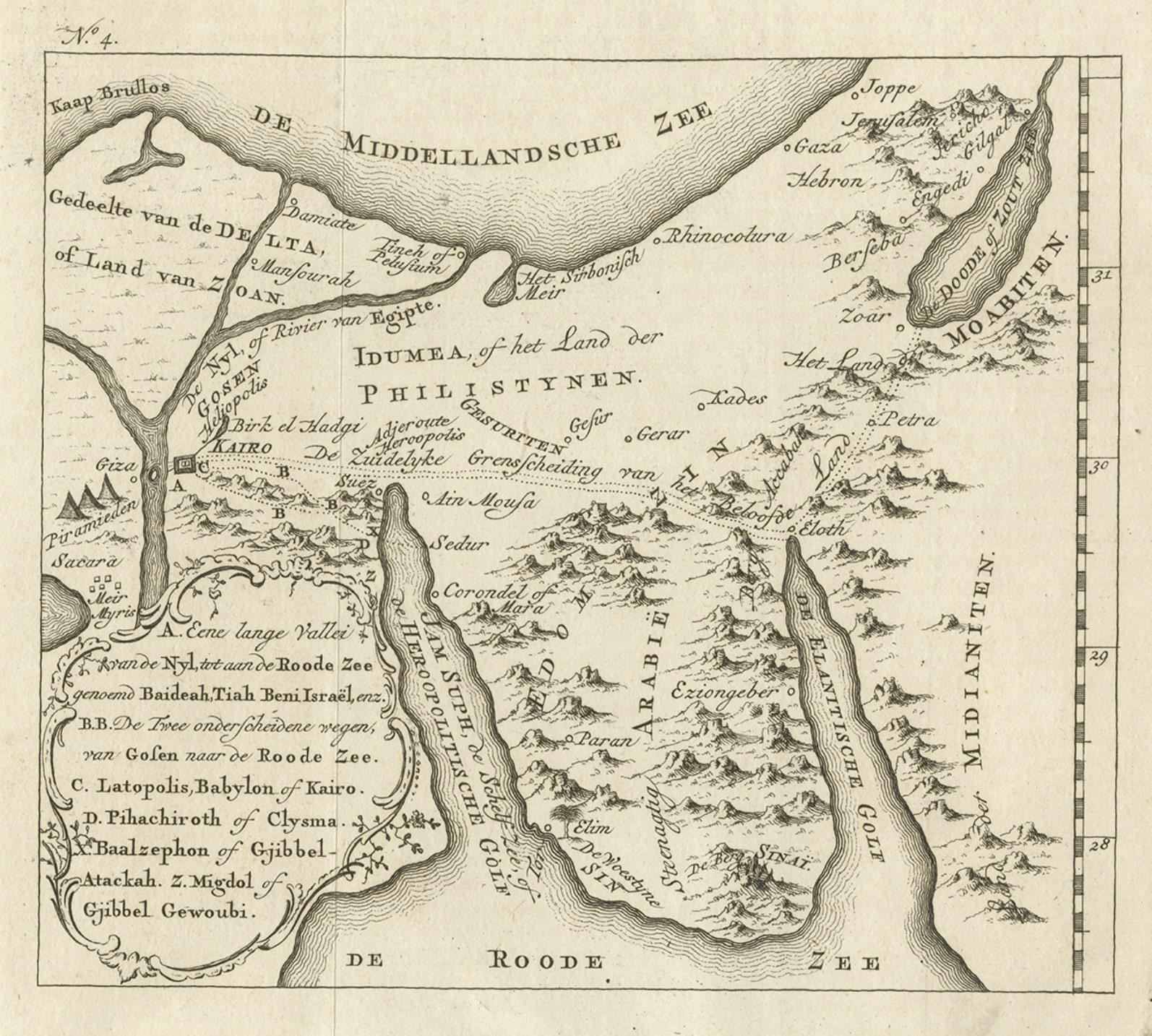 Antike Karte des Edoms, eines antiken Königreichs in Transjordan, 1773
