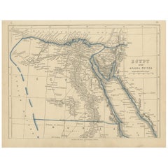 Mapa antiguo de Egipto y Arabia Petraea por Lowry, '1852