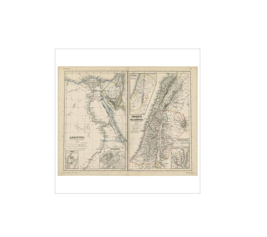 Antique Map of Egypt and Palestina by H. Kiepert, circa 1870