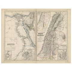 Carte ancienne d'Égypte et de Palestine par H. Kiepert, vers 1870