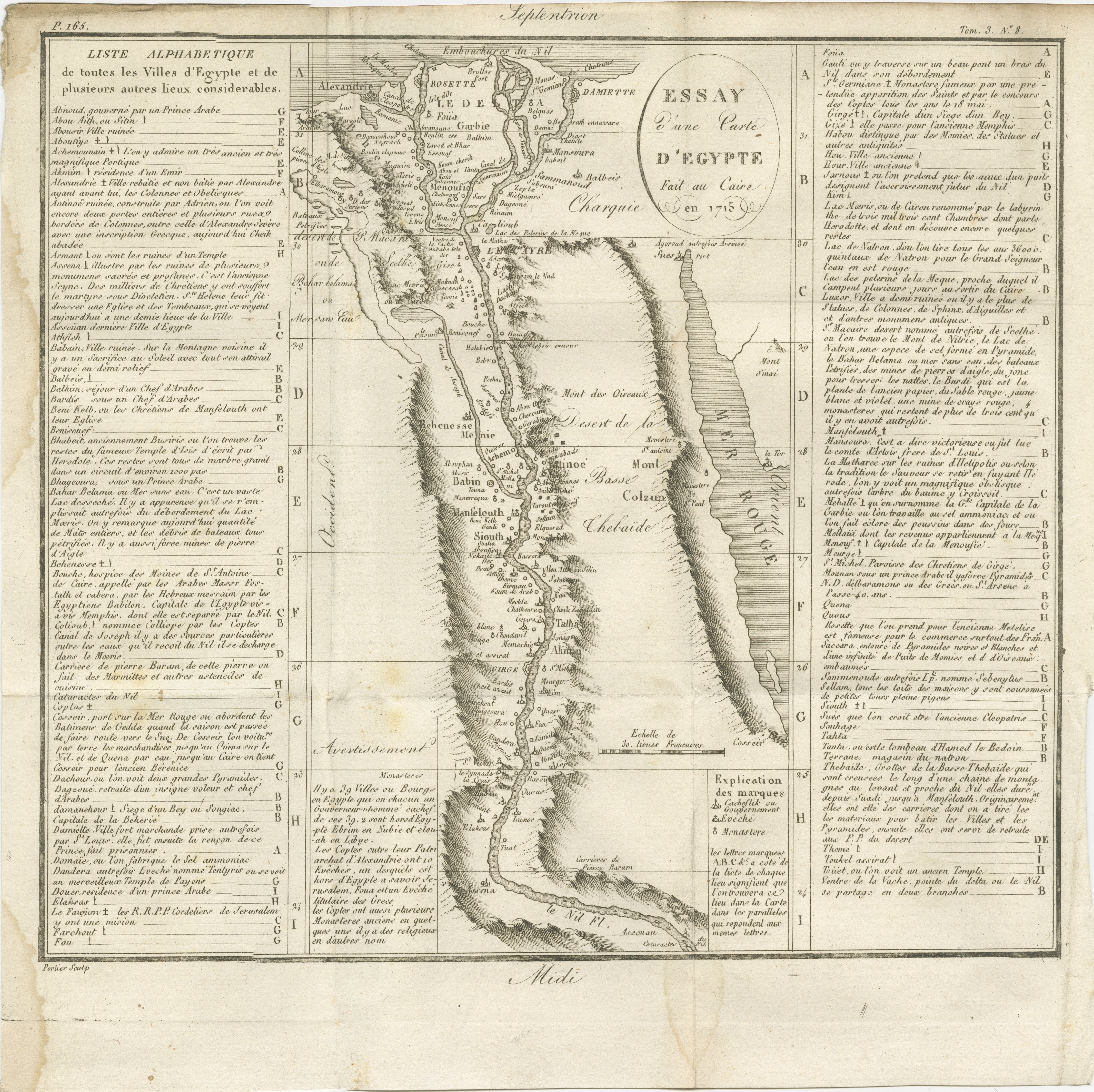Carta geografica antica dell'Egitto, intitolata 