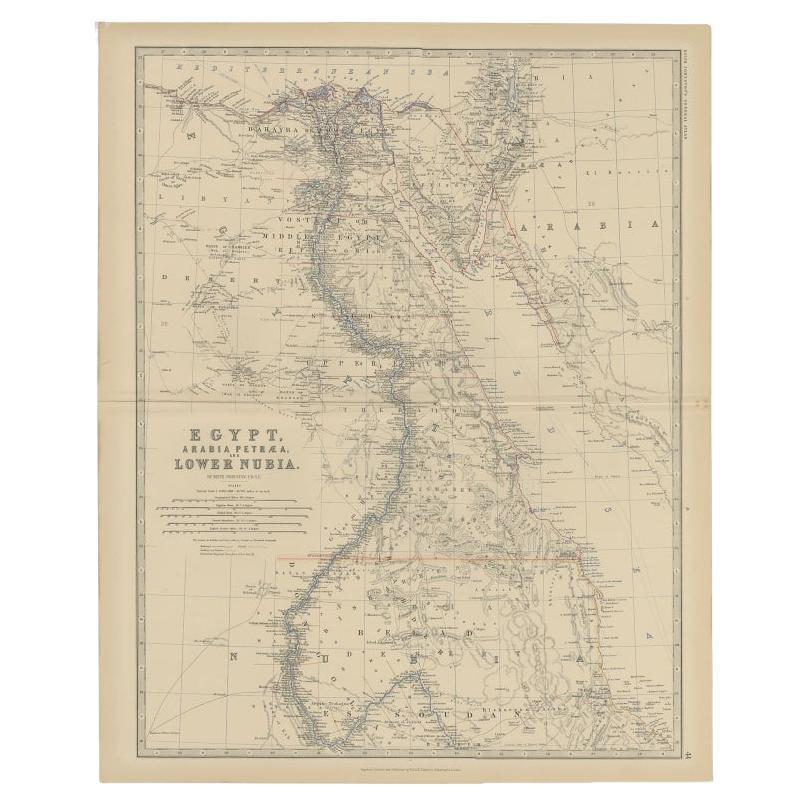 Antique Map of Egypt, Arabia and Lower Nubia, 1882
