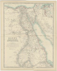 Antique Map of Egypt, Arabia Petraea and Lower Nubia by Johnston '1909'