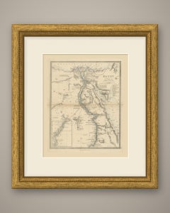 Antique Map of Egypt by G. Long with Nubia and the Nile Cataracts, 1858