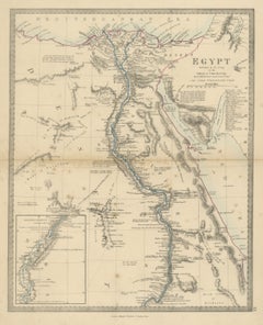 Antique Map of Egypt by G. Long with Nubia and the Nile Cataracts, 1858