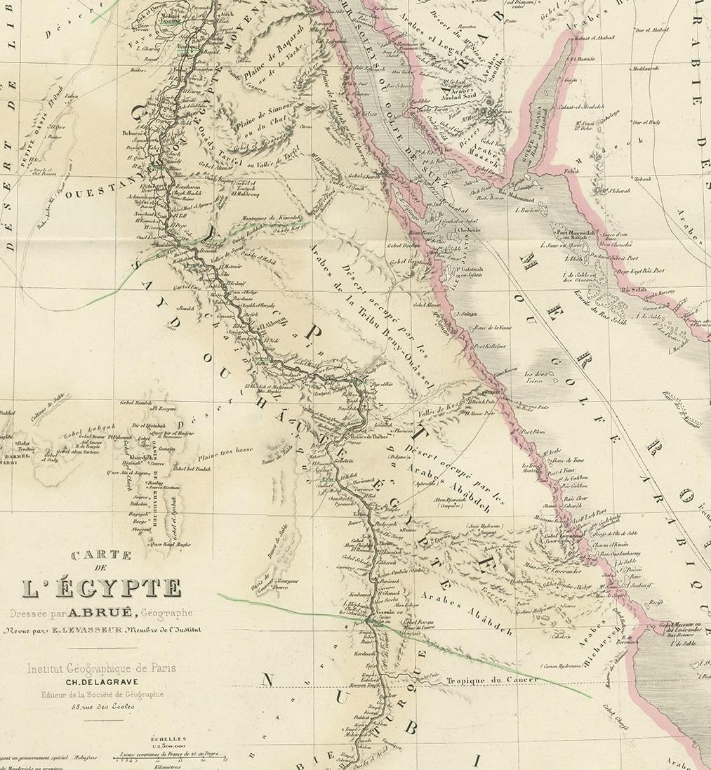 19th Century Antique Map of Egypt, '1875' For Sale