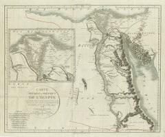 Antique Map of Egypt with Detailed Inset of the Nile Delta, ca. 1799