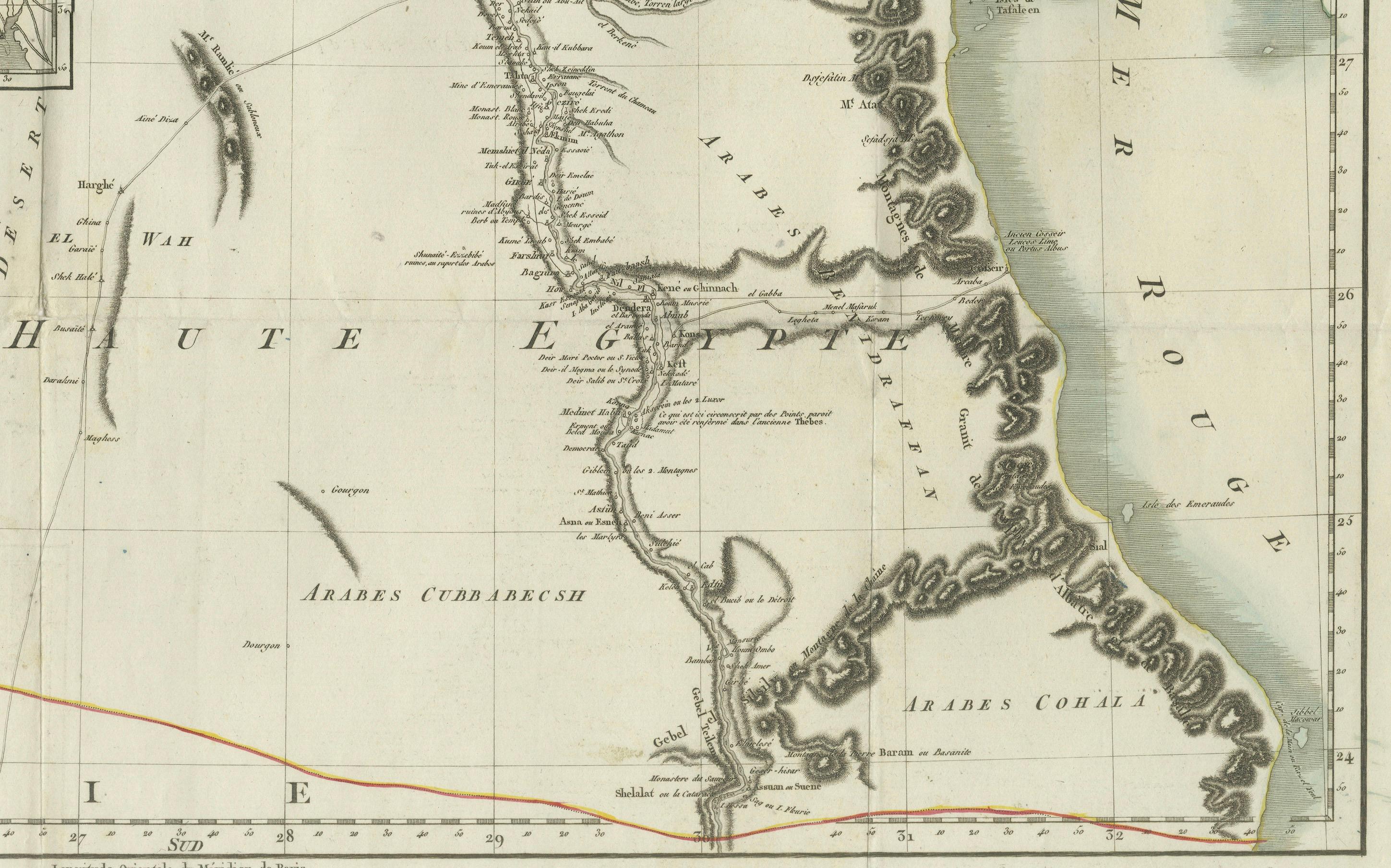 Antique Map of Egypt with Detailed Inset of the Nile Delta, ca. 1799 In Good Condition For Sale In Langweer, NL